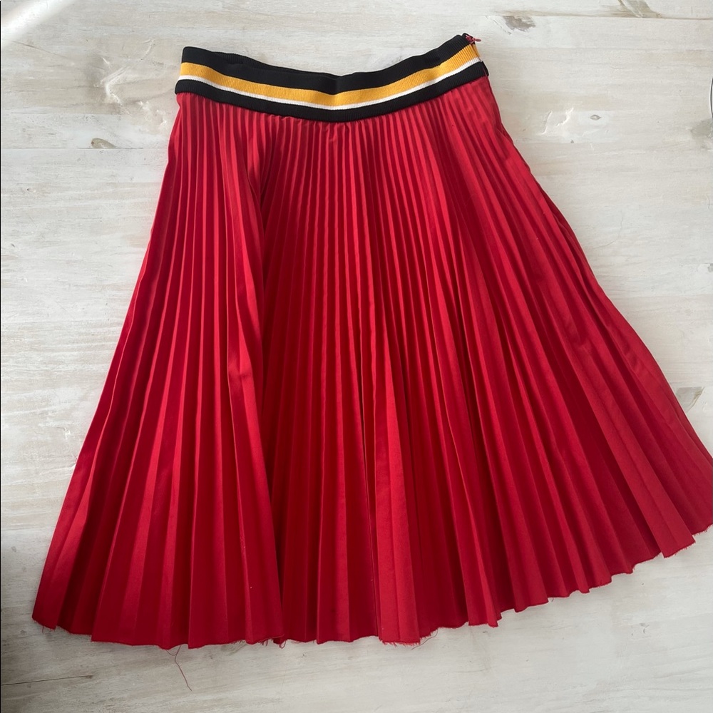 Prada Red Pleated Skirt